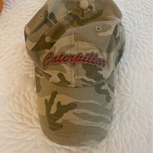 Caterpillar Tan Camo Cap with Red Logo